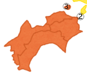 四国地方の観光スポット表示地図